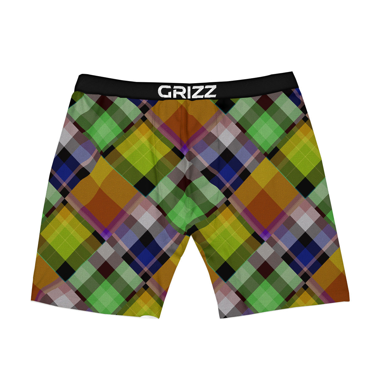 Diagonal Madras Plaid Print Pattern Boxer Briefs-grizzshop
