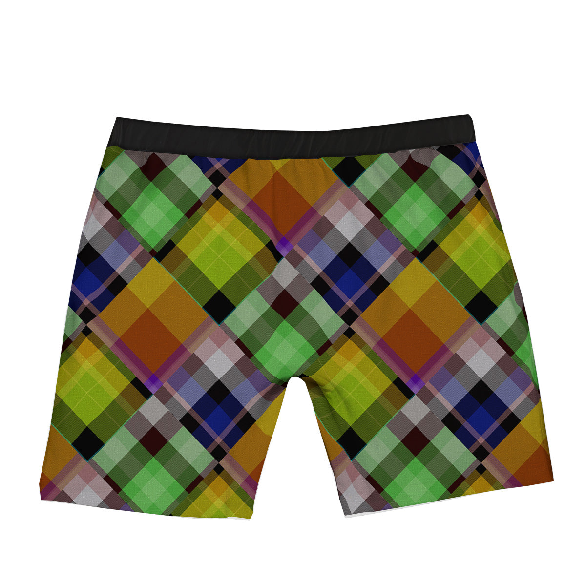 Diagonal Madras Plaid Print Pattern Boxer Briefs-grizzshop