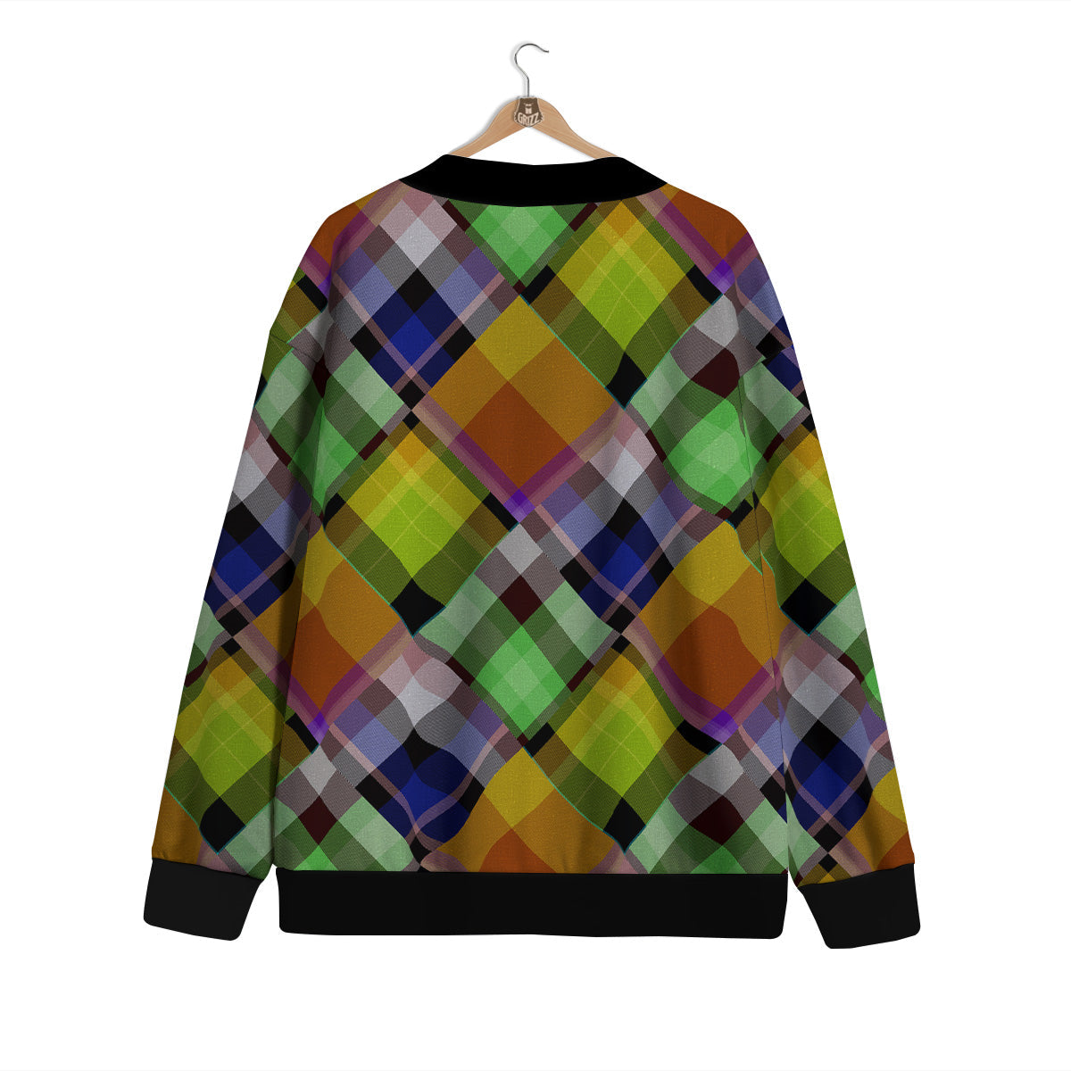 Diagonal Madras Plaid Print Pattern Cardigan-grizzshop