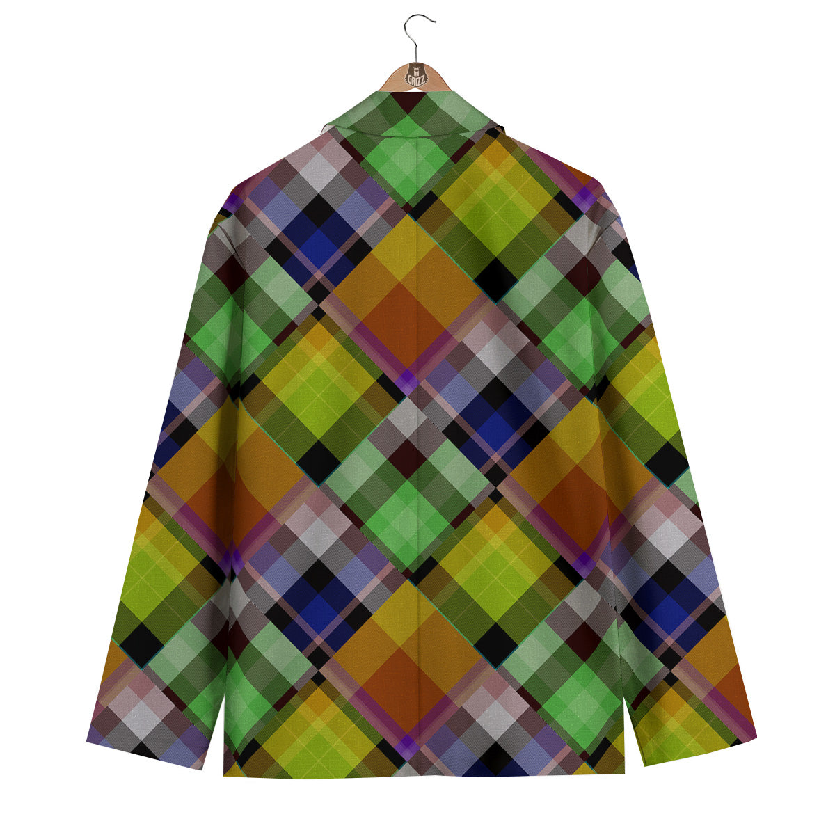 Diagonal Madras Plaid Print Pattern Men's Blazer-grizzshop