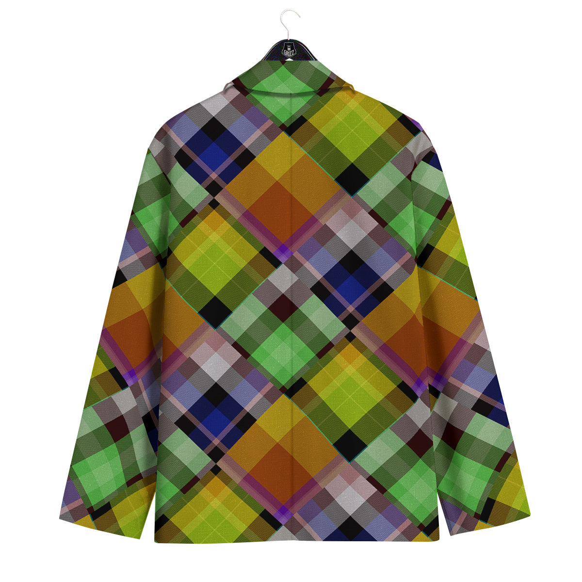 Diagonal Madras Plaid Print Pattern Men's Sport Coat-grizzshop