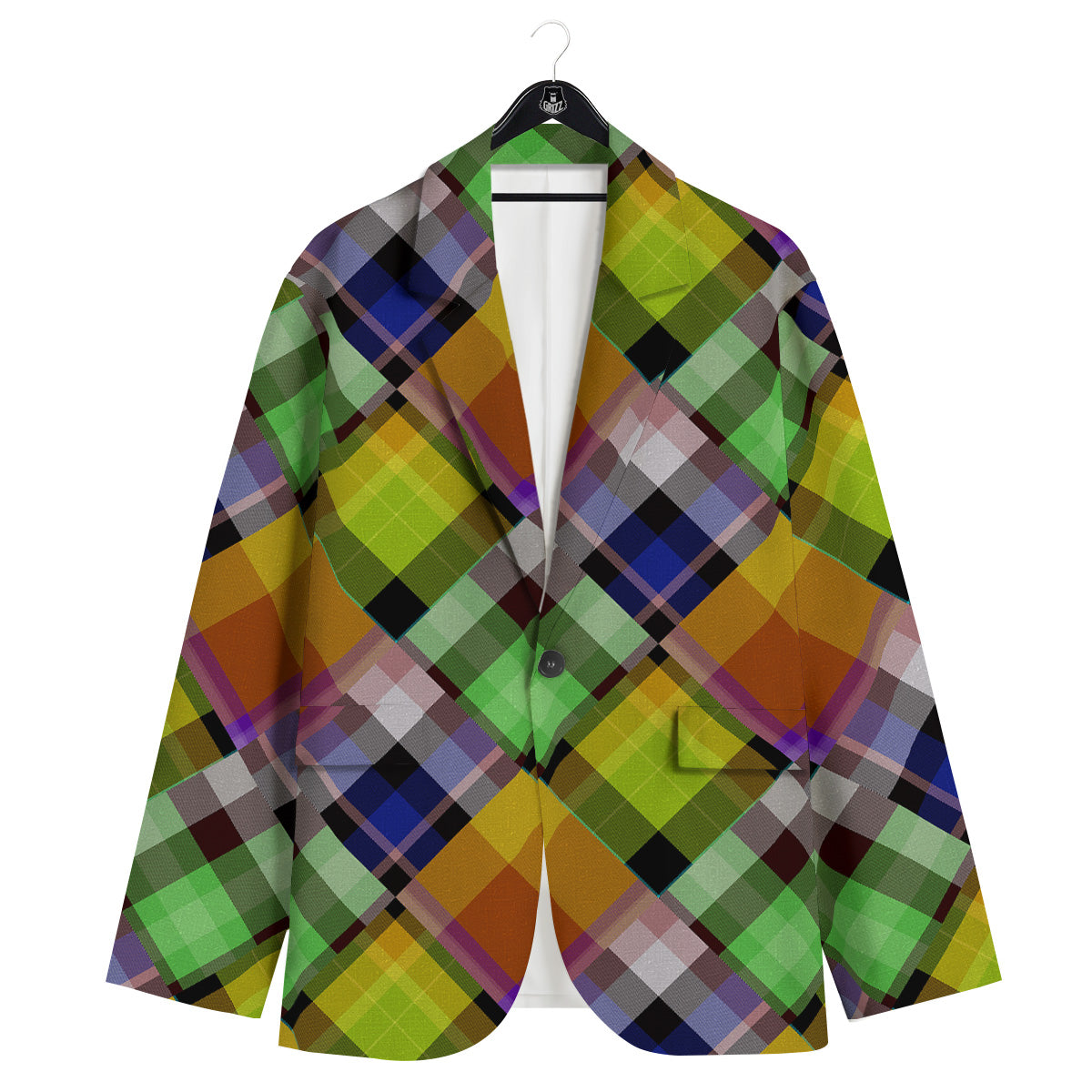 Diagonal Madras Plaid Print Pattern Men's Sport Coat-grizzshop