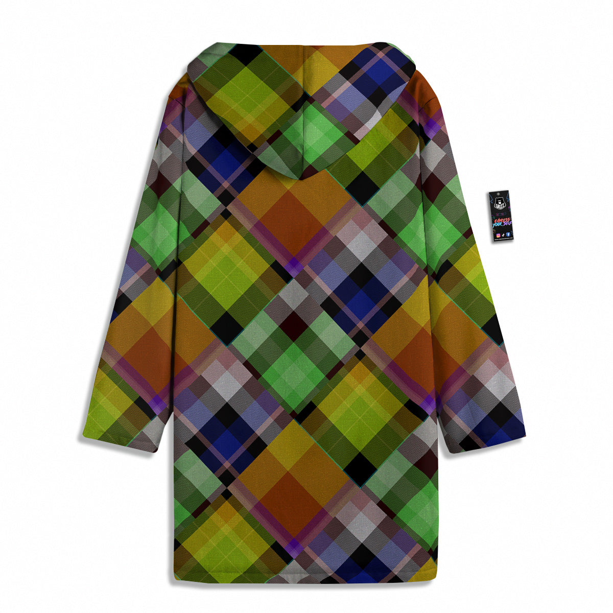 Diagonal Madras Plaid Print Pattern Men's Windbreaker Jacket-grizzshop