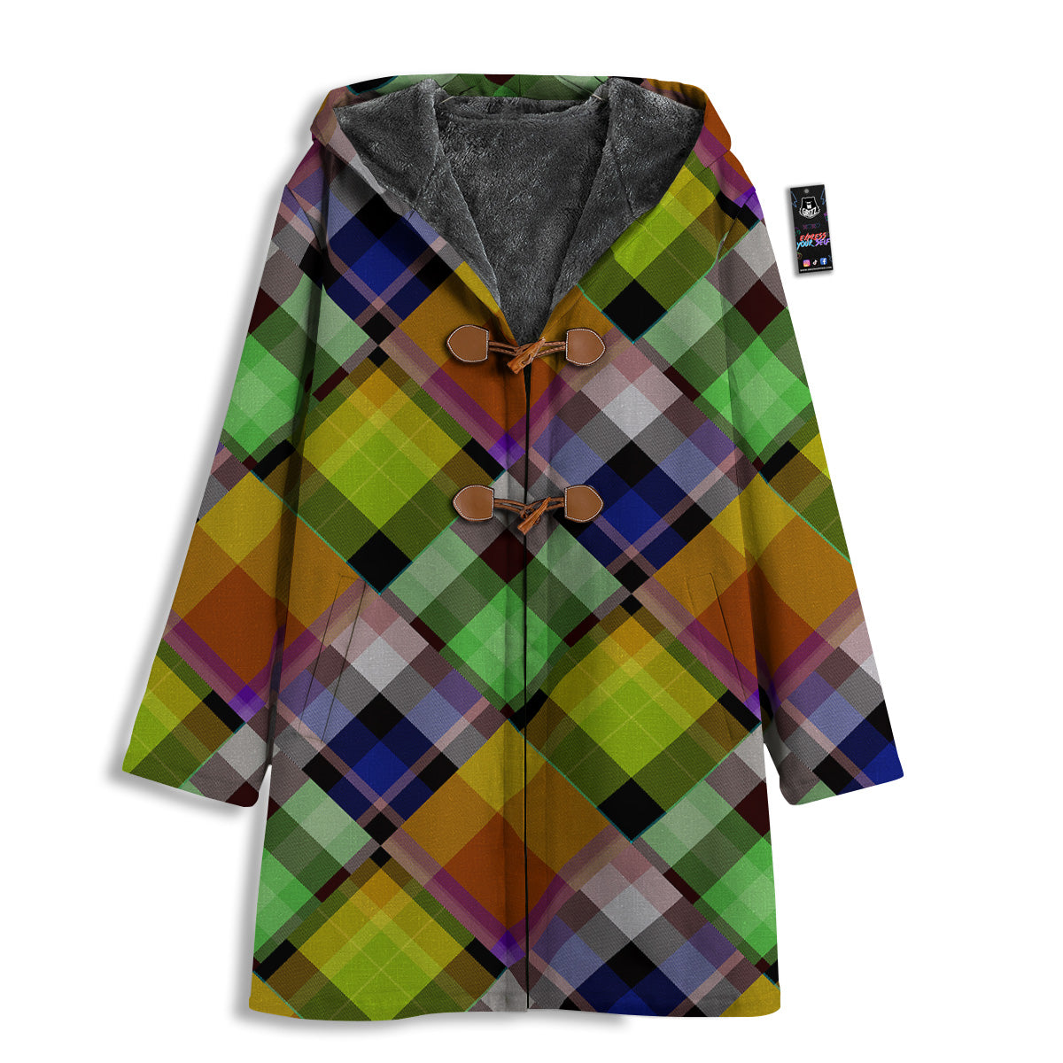 Diagonal Madras Plaid Print Pattern Men's Windbreaker Jacket-grizzshop