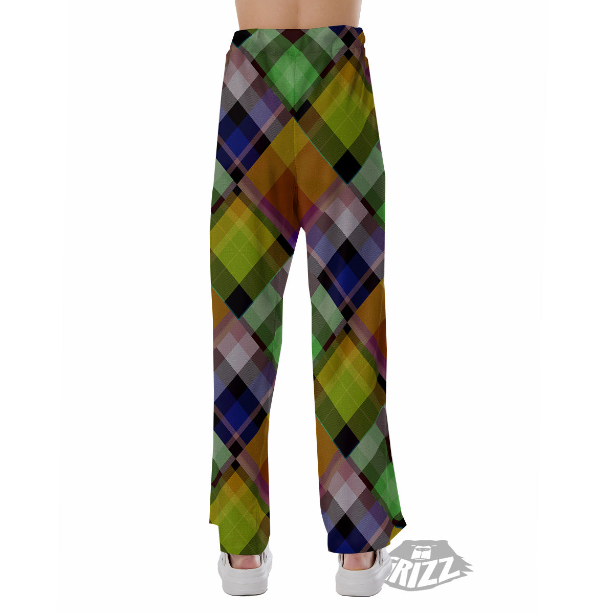 Diagonal Madras Plaid Print Pattern Pajama Pants-grizzshop