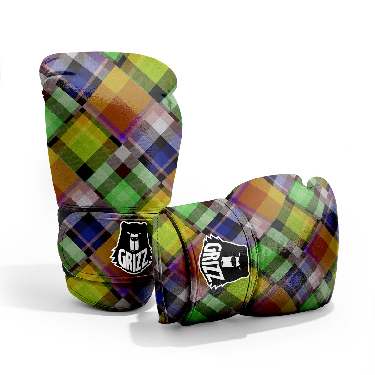 Diagonal Madras Plaid Print Pattern Pro Boxing Glove