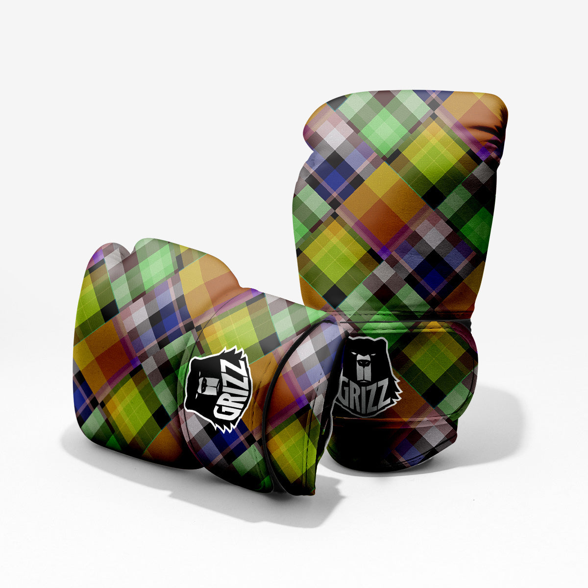 Diagonal Madras Plaid Print Pattern Pro Boxing Glove