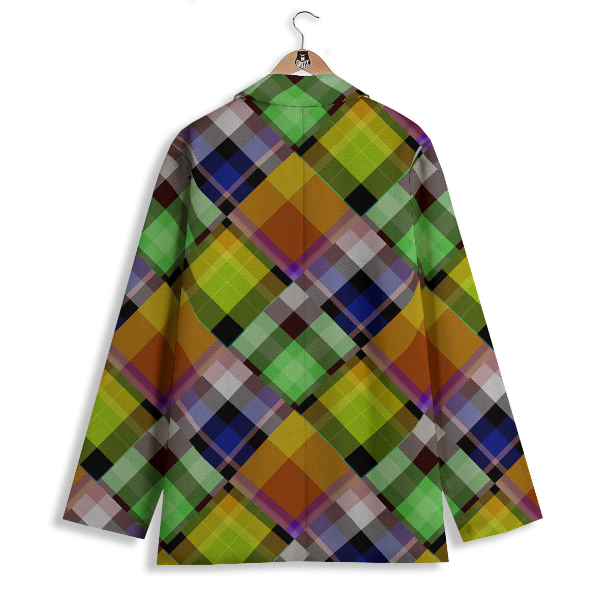 Diagonal Madras Plaid Print Pattern Women's Blazer-grizzshop