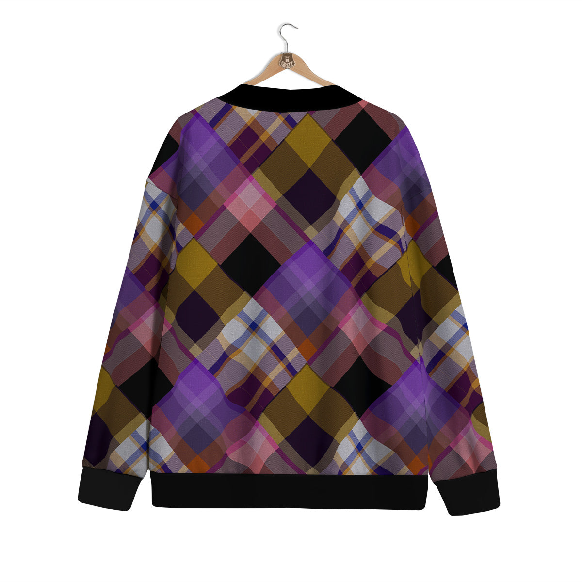 Diagonal Madras Tartan Plaid Print Pattern Cardigan-grizzshop