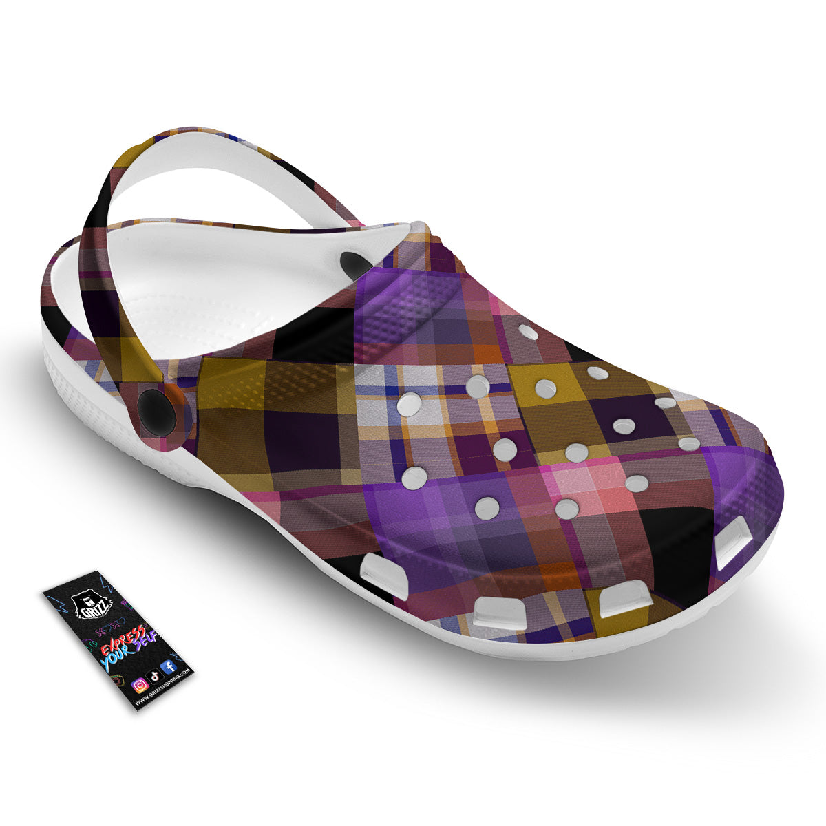Diagonal Madras Tartan Plaid Print Pattern Clog-grizzshop