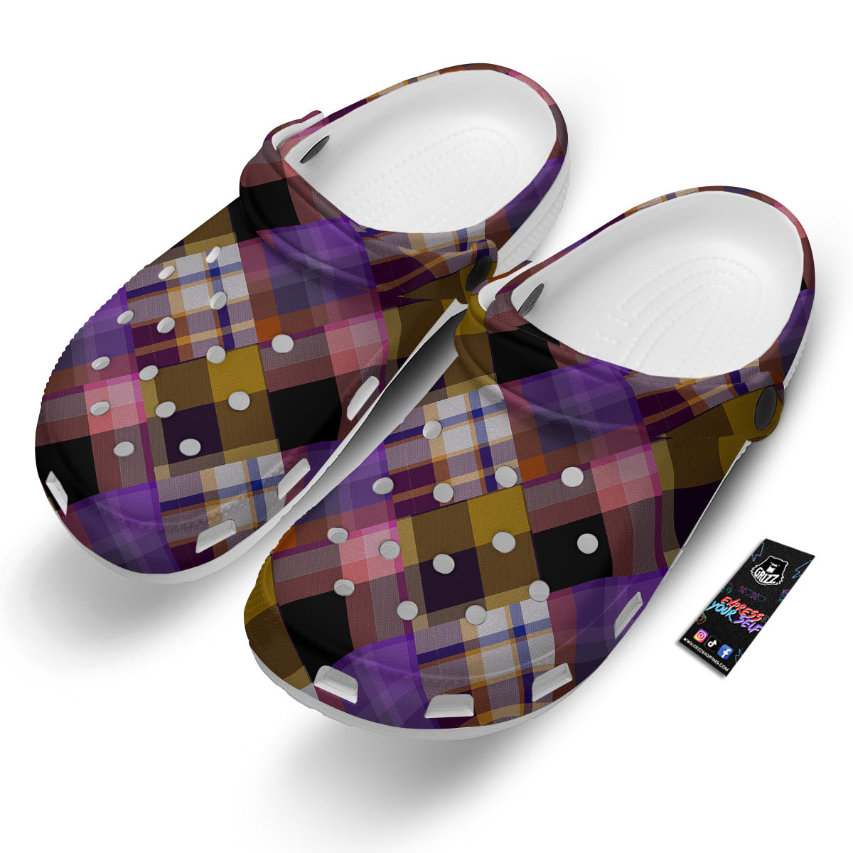 Diagonal Madras Tartan Plaid Print Pattern Clog-grizzshop