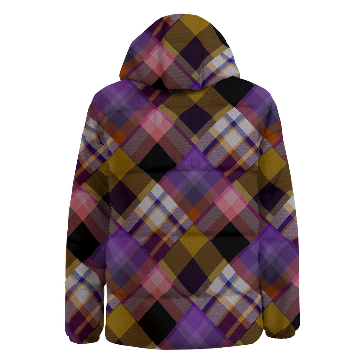 Diagonal Madras Tartan Plaid Print Pattern Down Jacket-grizzshop
