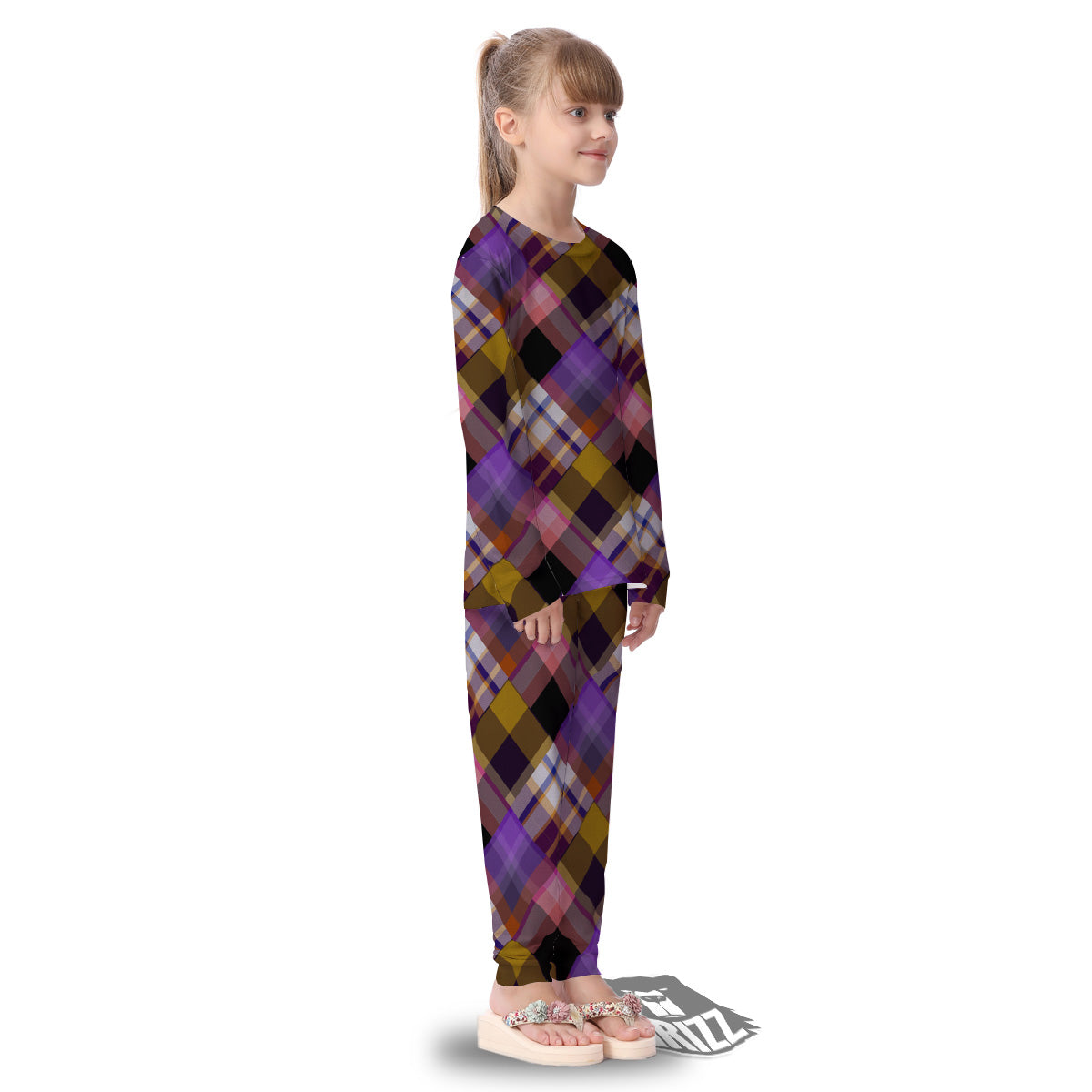 Diagonal Madras Tartan Plaid Print Pattern Kid's Pajamas-grizzshop