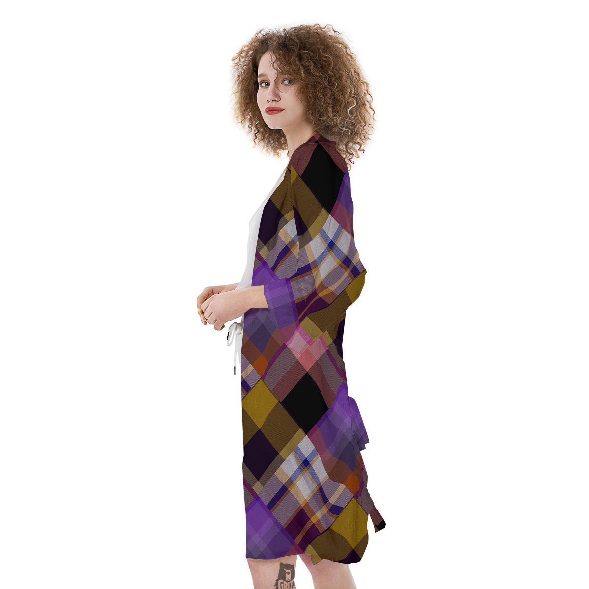 Diagonal Madras Tartan Plaid Print Pattern Kimono-grizzshop
