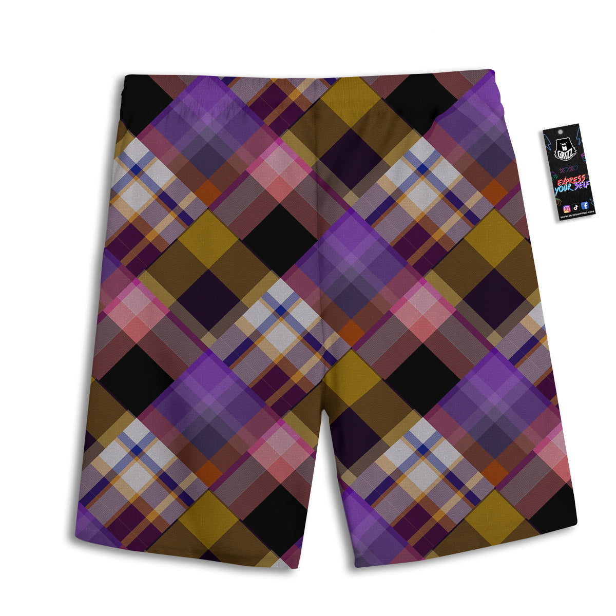 Diagonal Madras Tartan Plaid Print Pattern Men's Athletic Shorts