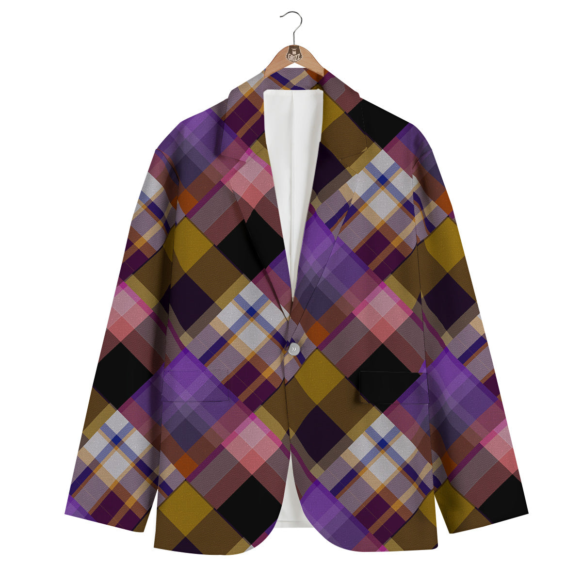 Diagonal Madras Tartan Plaid Print Pattern Men's Blazer-grizzshop