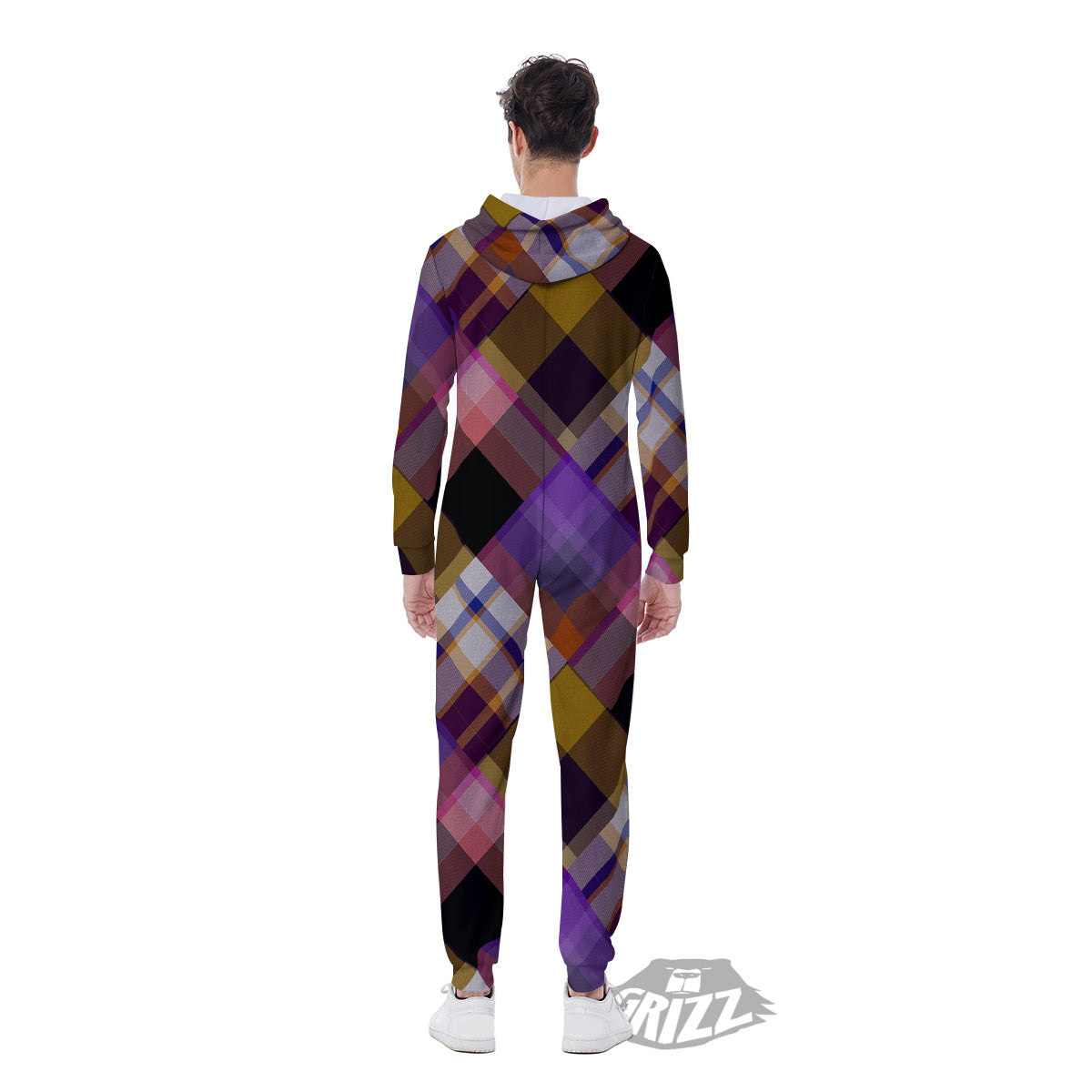 Diagonal Madras Tartan Plaid Print Pattern Men's Jumpsuit-grizzshop