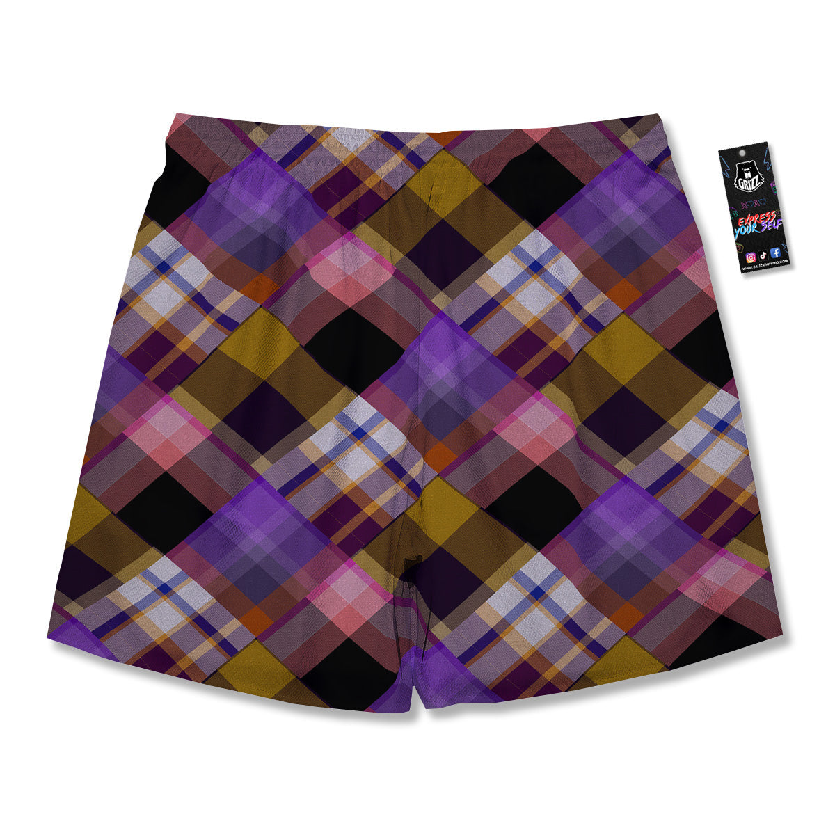 Diagonal Madras Tartan Plaid Print Pattern Men's Running Shorts-grizzshop