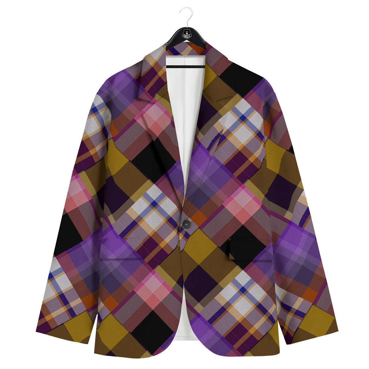 Diagonal Madras Tartan Plaid Print Pattern Men's Sport Coat-grizzshop