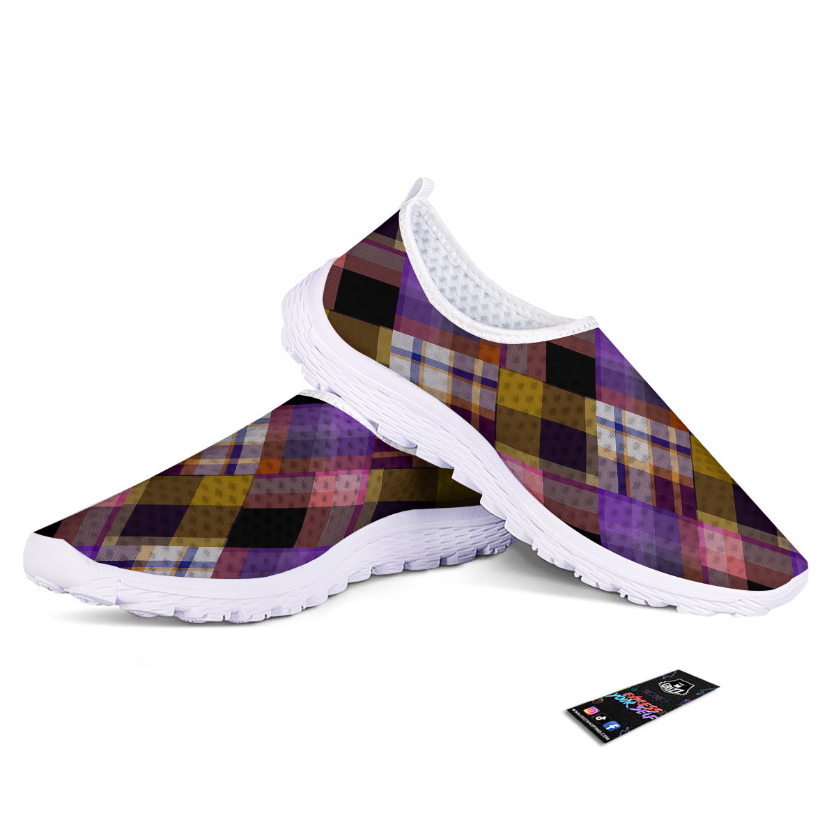 Diagonal Madras Tartan Plaid Print Pattern Nurse Shoes-grizzshop