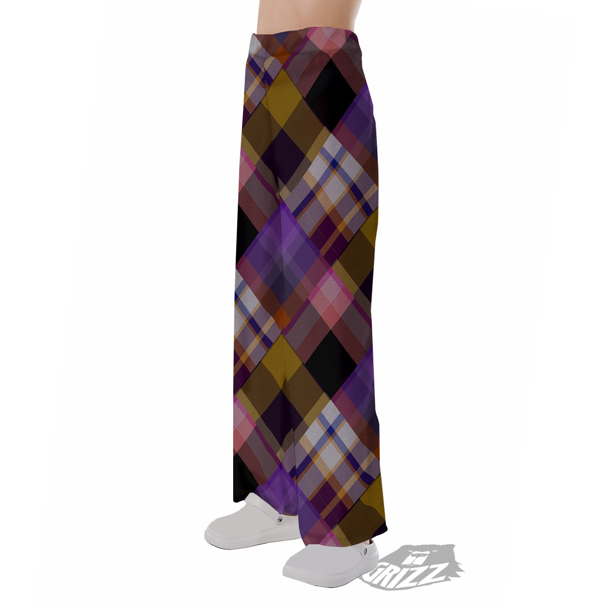 Diagonal Madras Tartan Plaid Print Pattern Pajama Pants-grizzshop