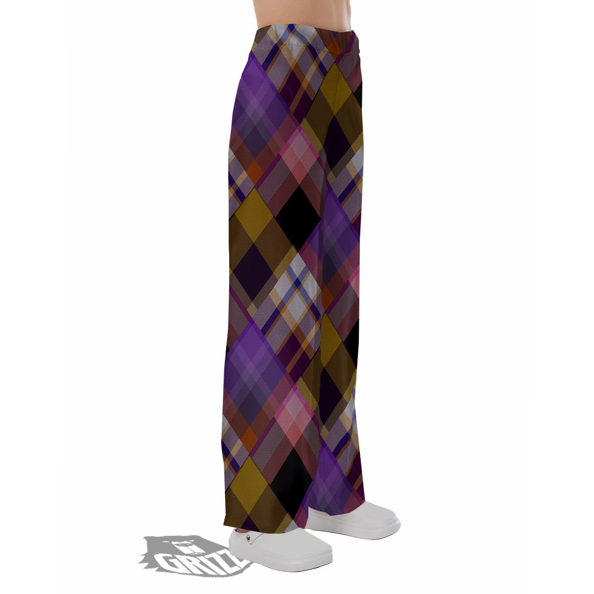 Diagonal Madras Tartan Plaid Print Pattern Pajama Pants-grizzshop