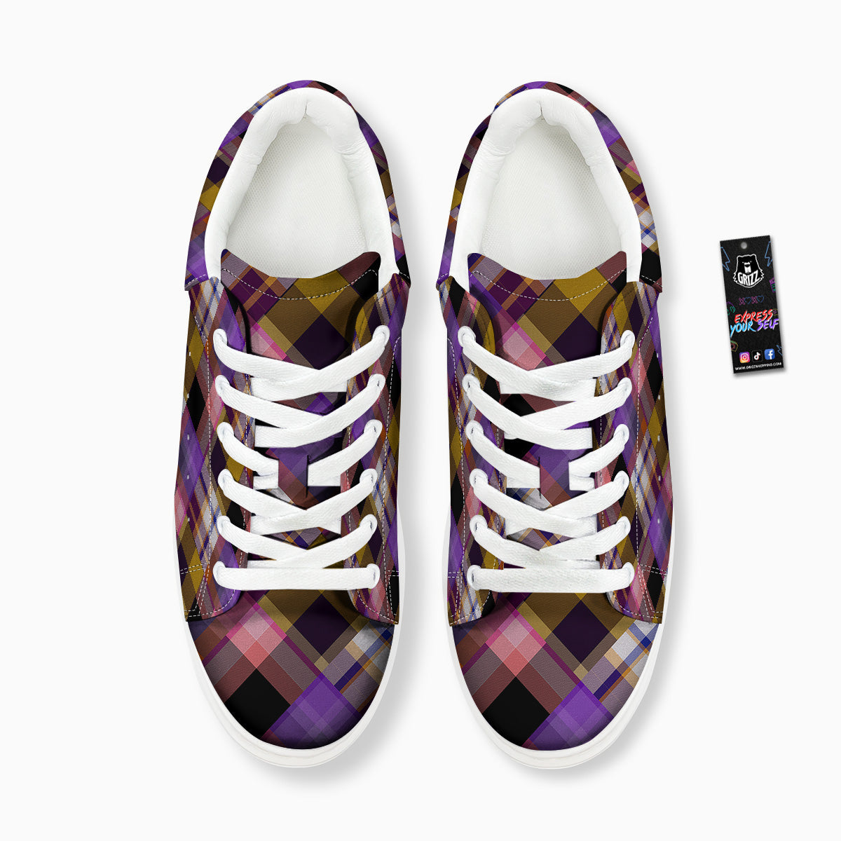 Diagonal Madras Tartan Plaid Print Pattern Platform Shoes-grizzshop