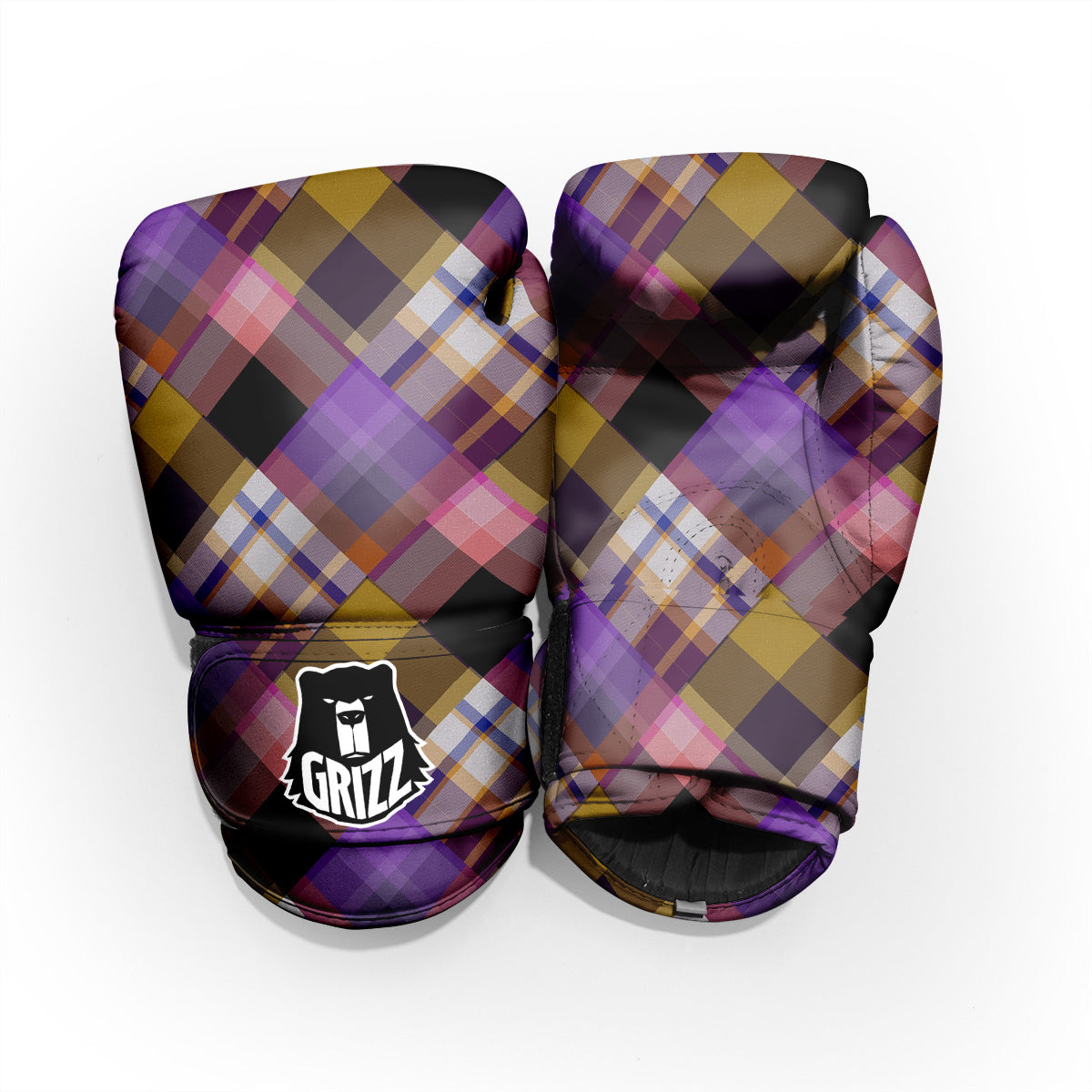 Diagonal Madras Tartan Plaid Print Pattern Pro Boxing Glove