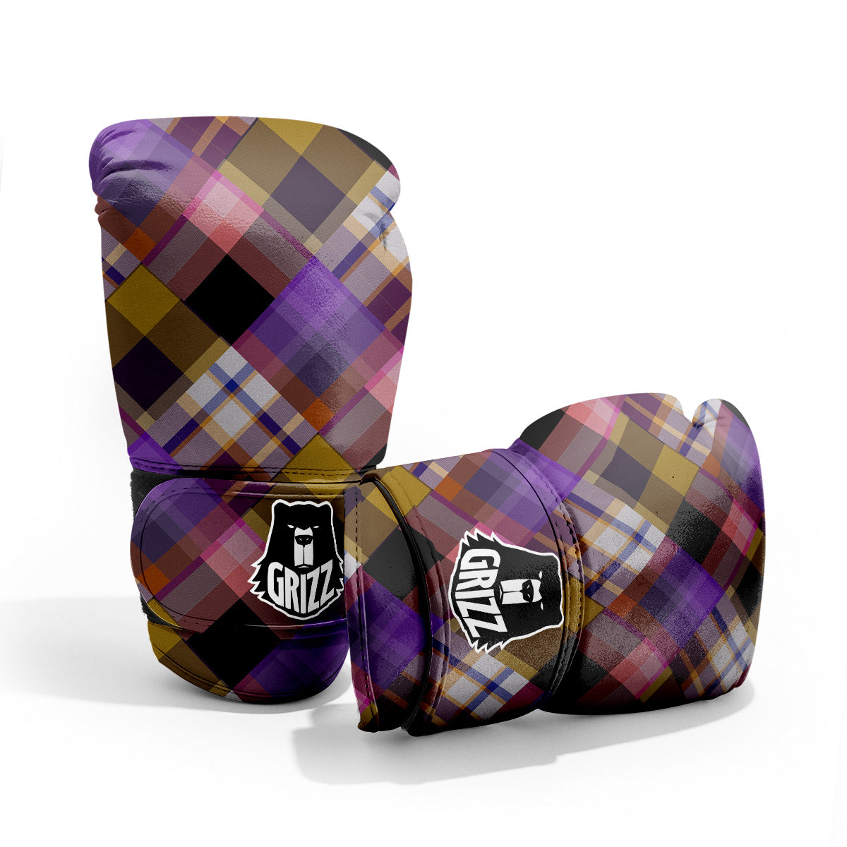 Diagonal Madras Tartan Plaid Print Pattern Pro Boxing Glove