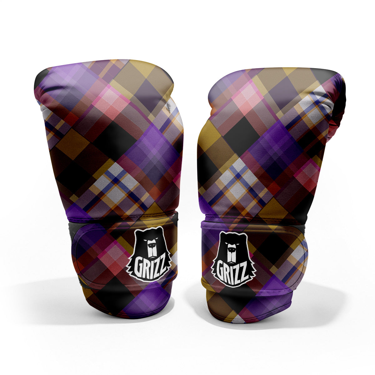 Diagonal Madras Tartan Plaid Print Pattern Pro Boxing Glove