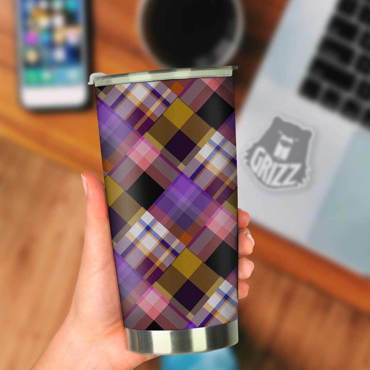 Diagonal Madras Tartan Plaid Print Pattern Tumbler-grizzshop