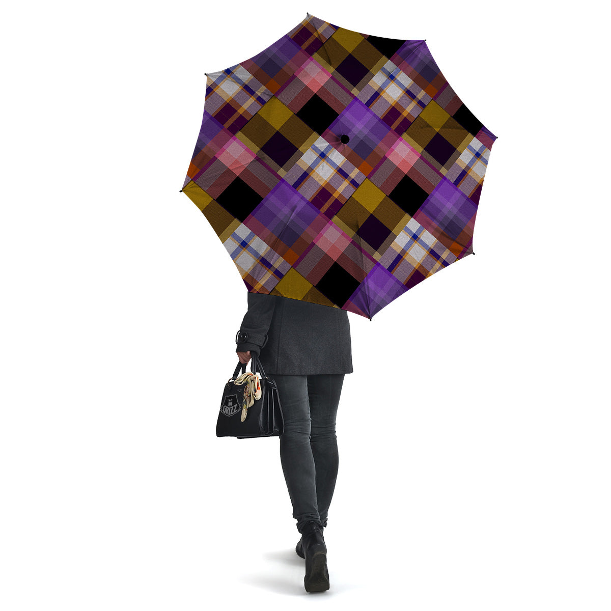 Diagonal Madras Tartan Plaid Print Pattern Umbrella-grizzshop