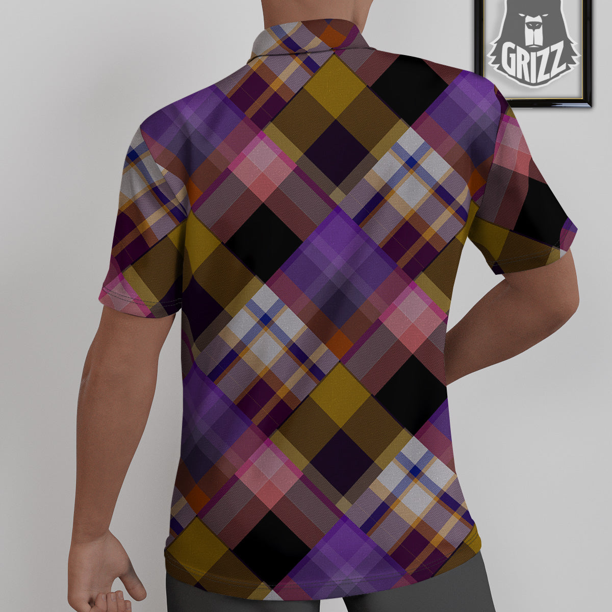Diagonal Madras Tartan Plaid Print Pattern Untucked Shirts-grizzshop