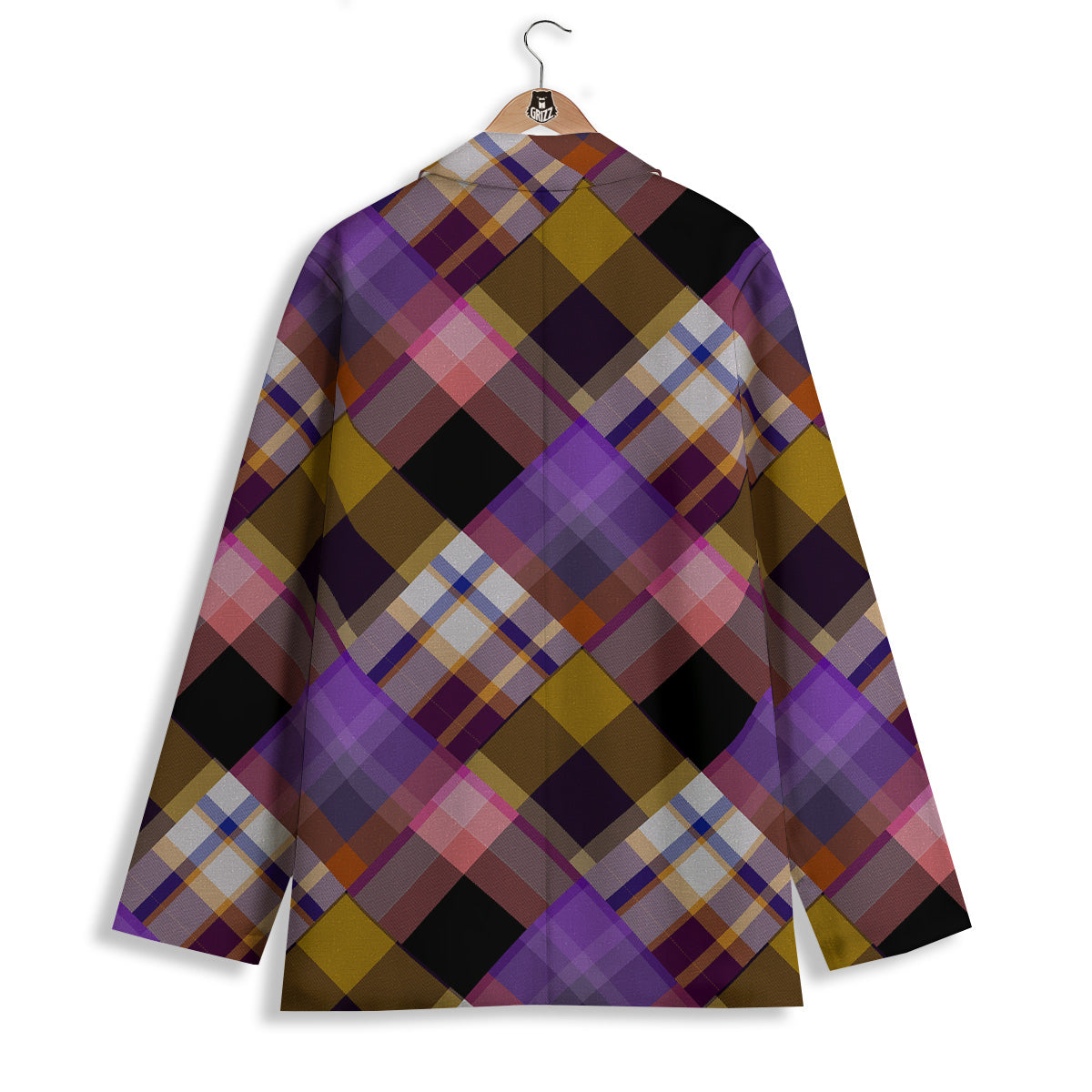Diagonal Madras Tartan Plaid Print Pattern Women's Blazer-grizzshop