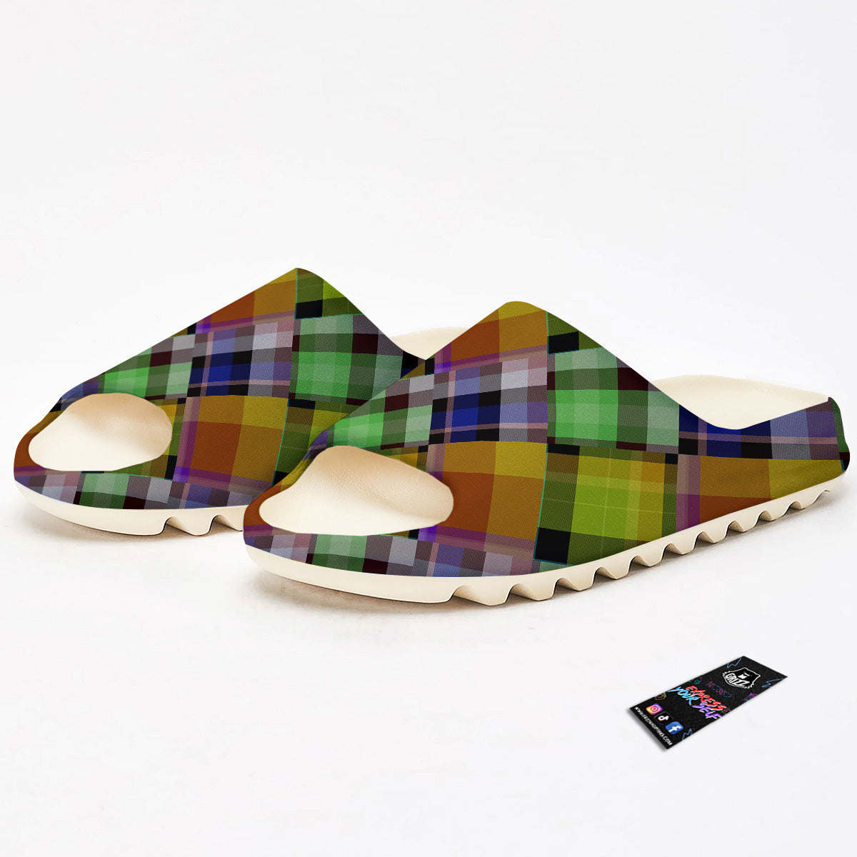 Diagonal Madras Plaid Print Pattern Sandals-grizzshop