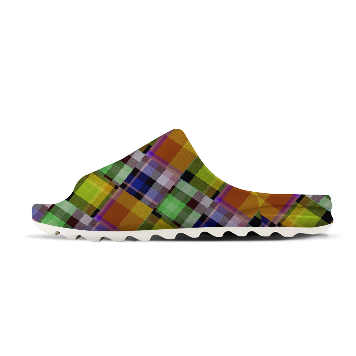 Diagonal Madras Plaid Print Pattern Sandals-grizzshop