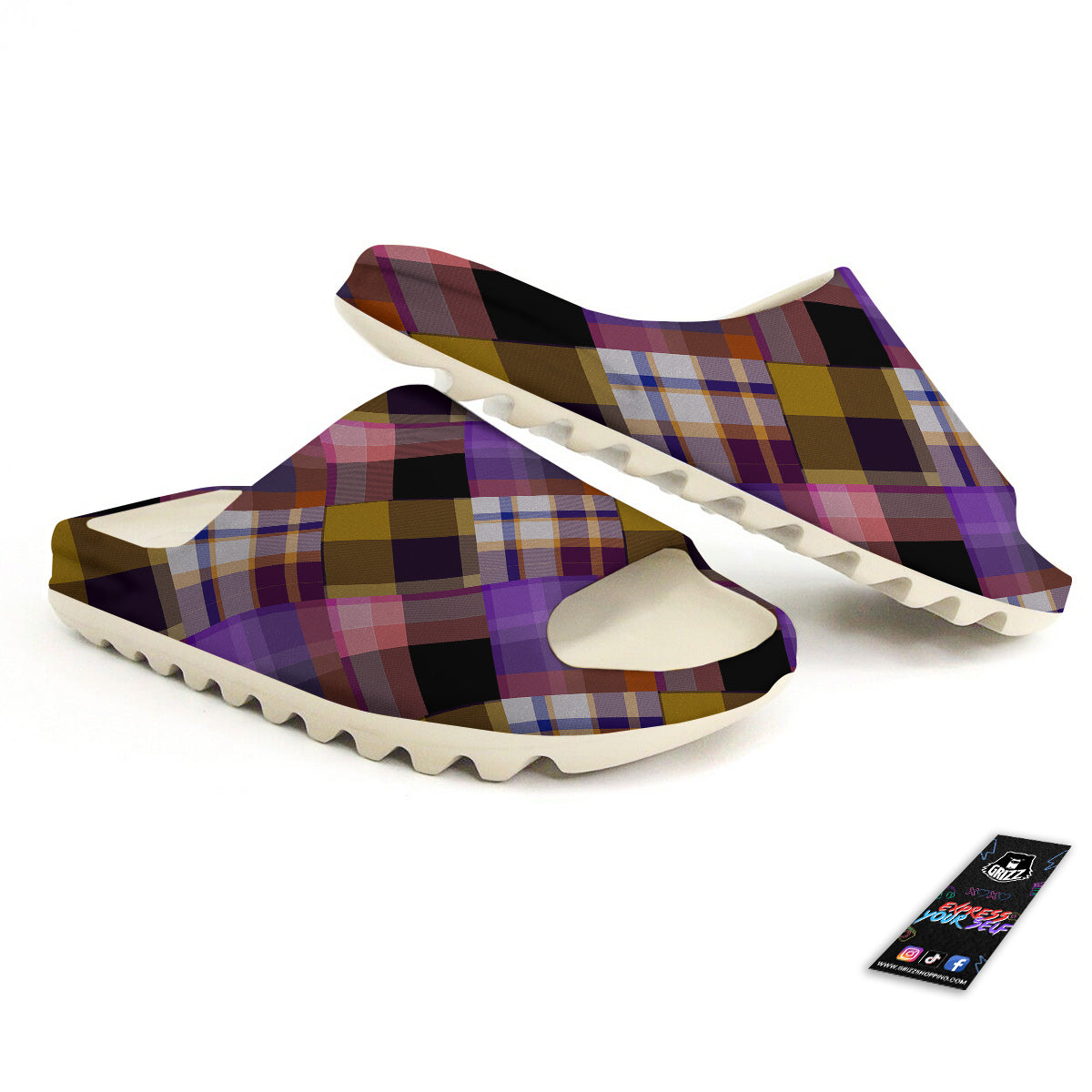Diagonal Madras Tartan Plaid Print Pattern Sandals-grizzshop