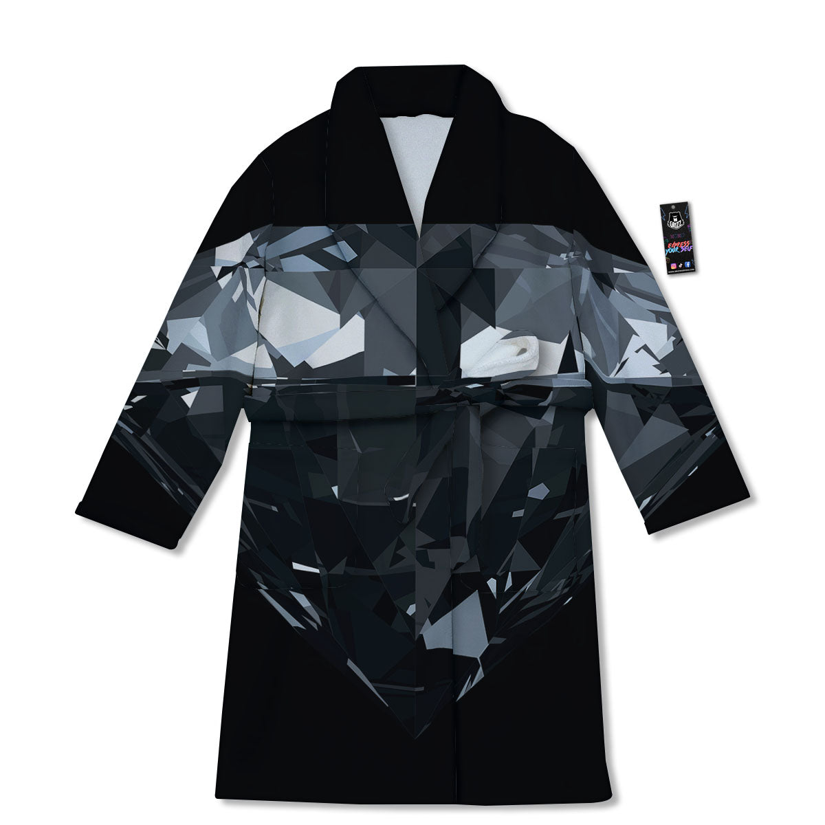 Diamond Black Print Bathrobe-grizzshop