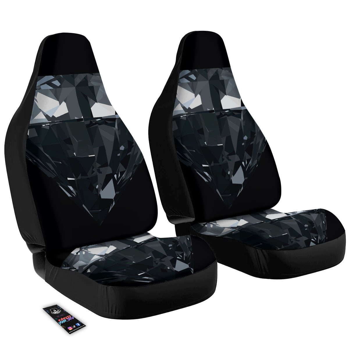 Diamond Black Print Car Seat Covers-grizzshop