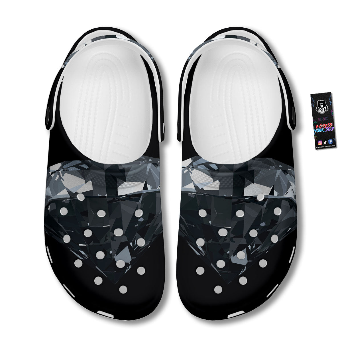 Diamond Black Print Clog-grizzshop