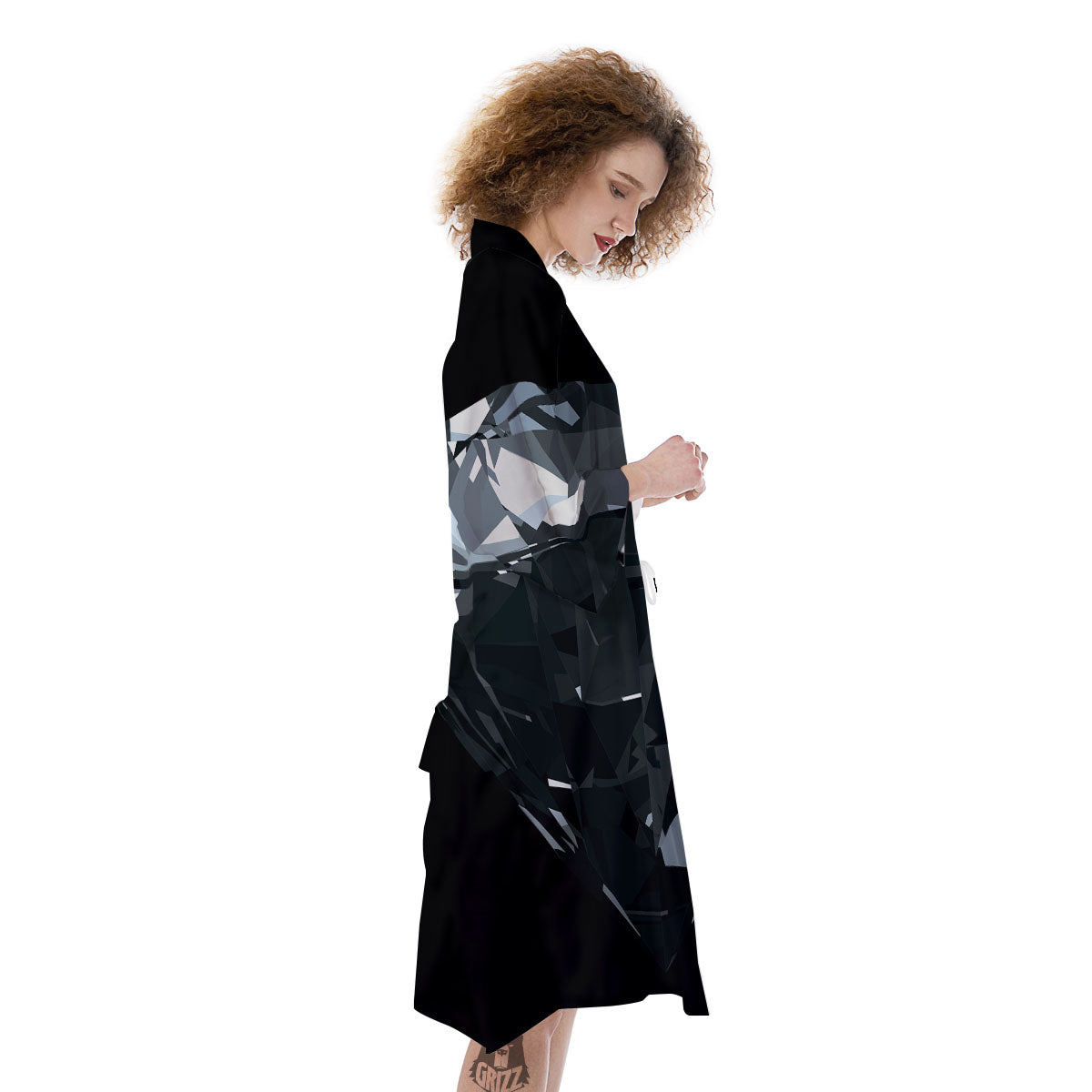 Diamond Black Print Kimono-grizzshop