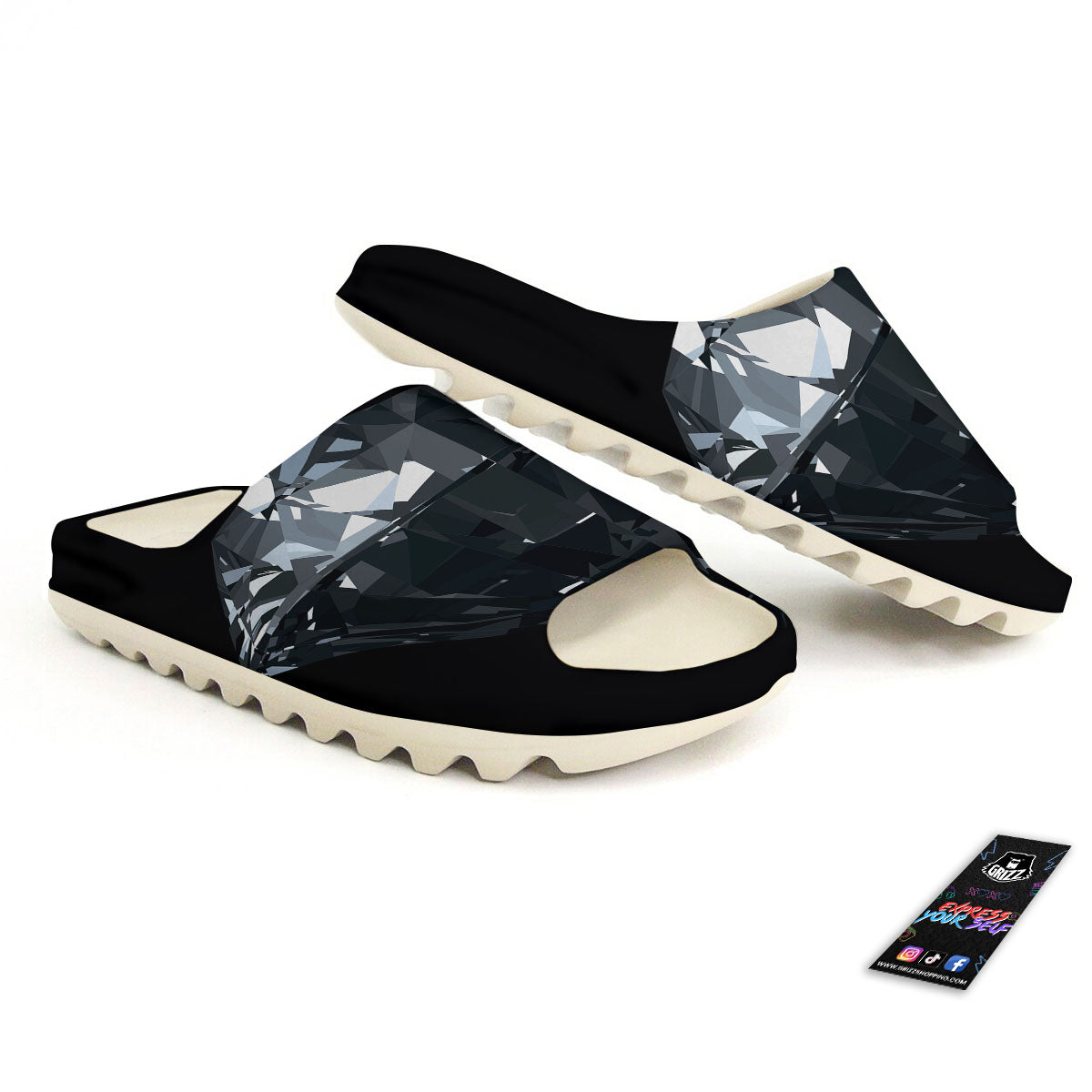 Diamond Black Print Sandals-grizzshop