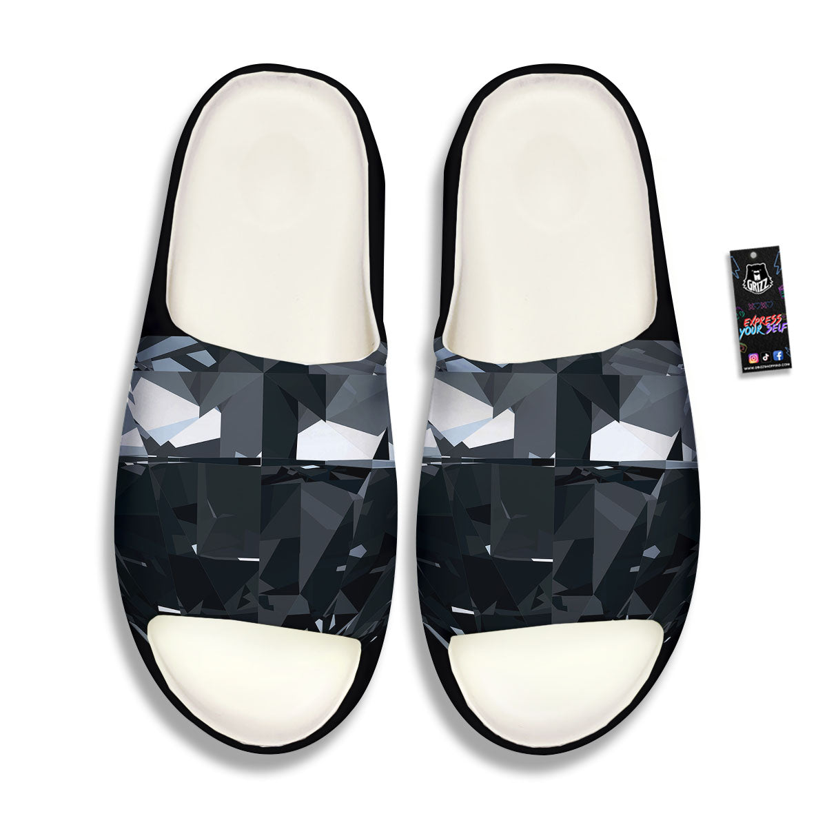 Diamond Black Print Sandals-grizzshop