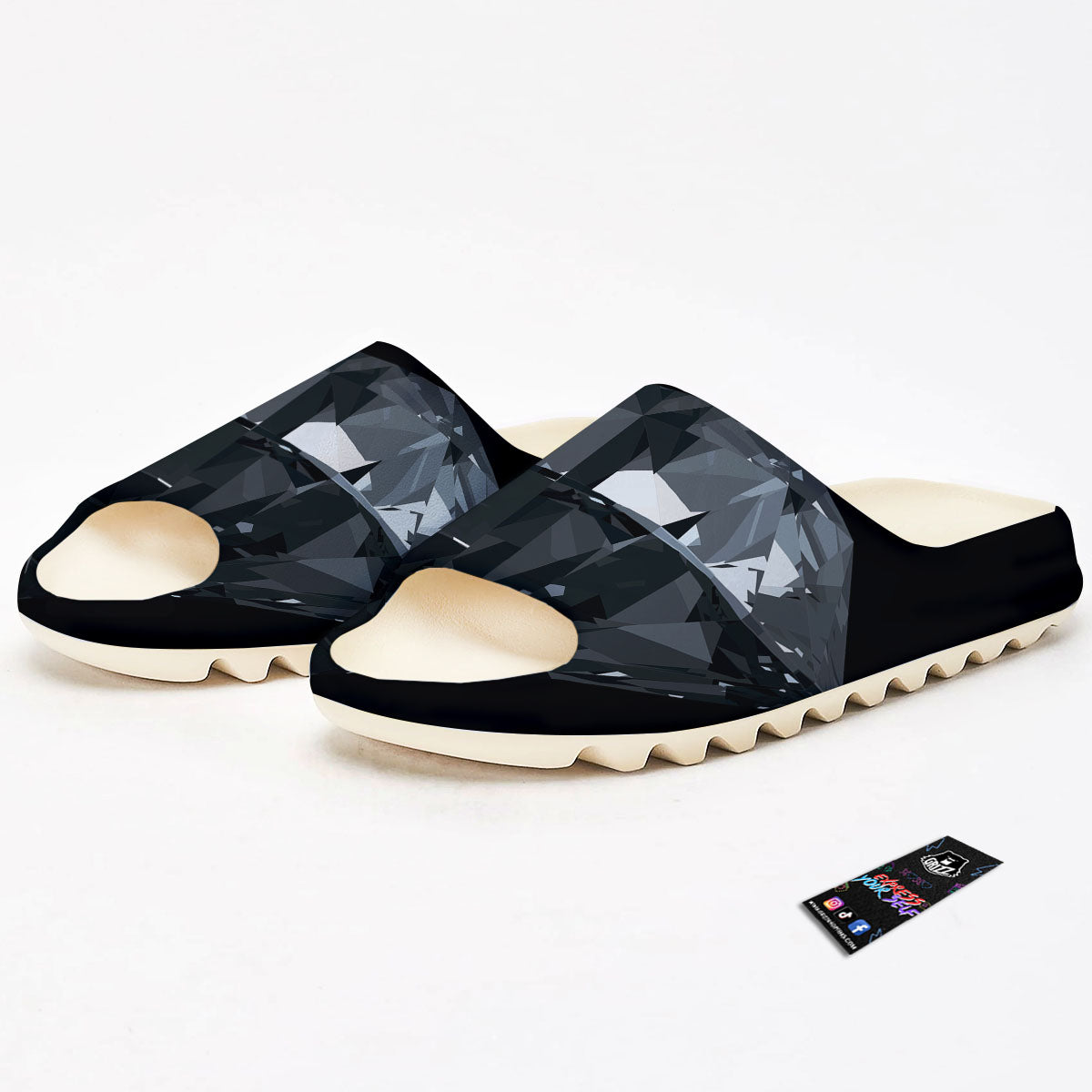 Diamond Black Print Sandals-grizzshop