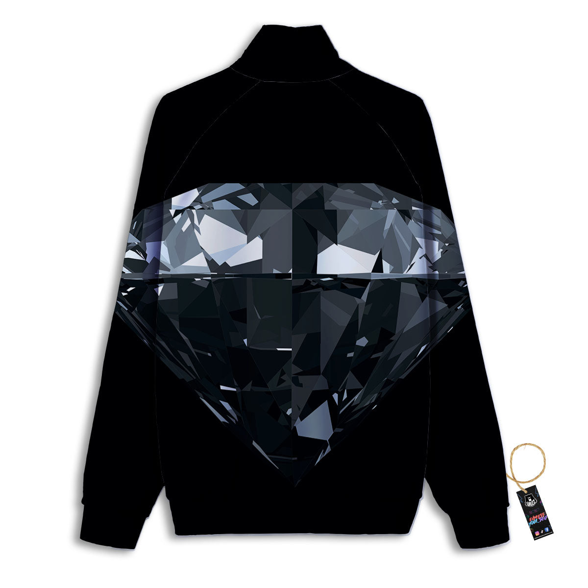 Diamond Black Print Track Jacket-grizzshop