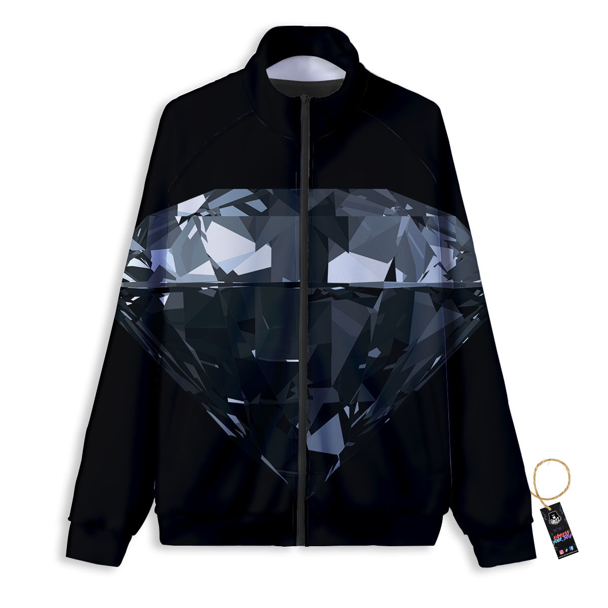 Diamond Black Print Track Jacket-grizzshop