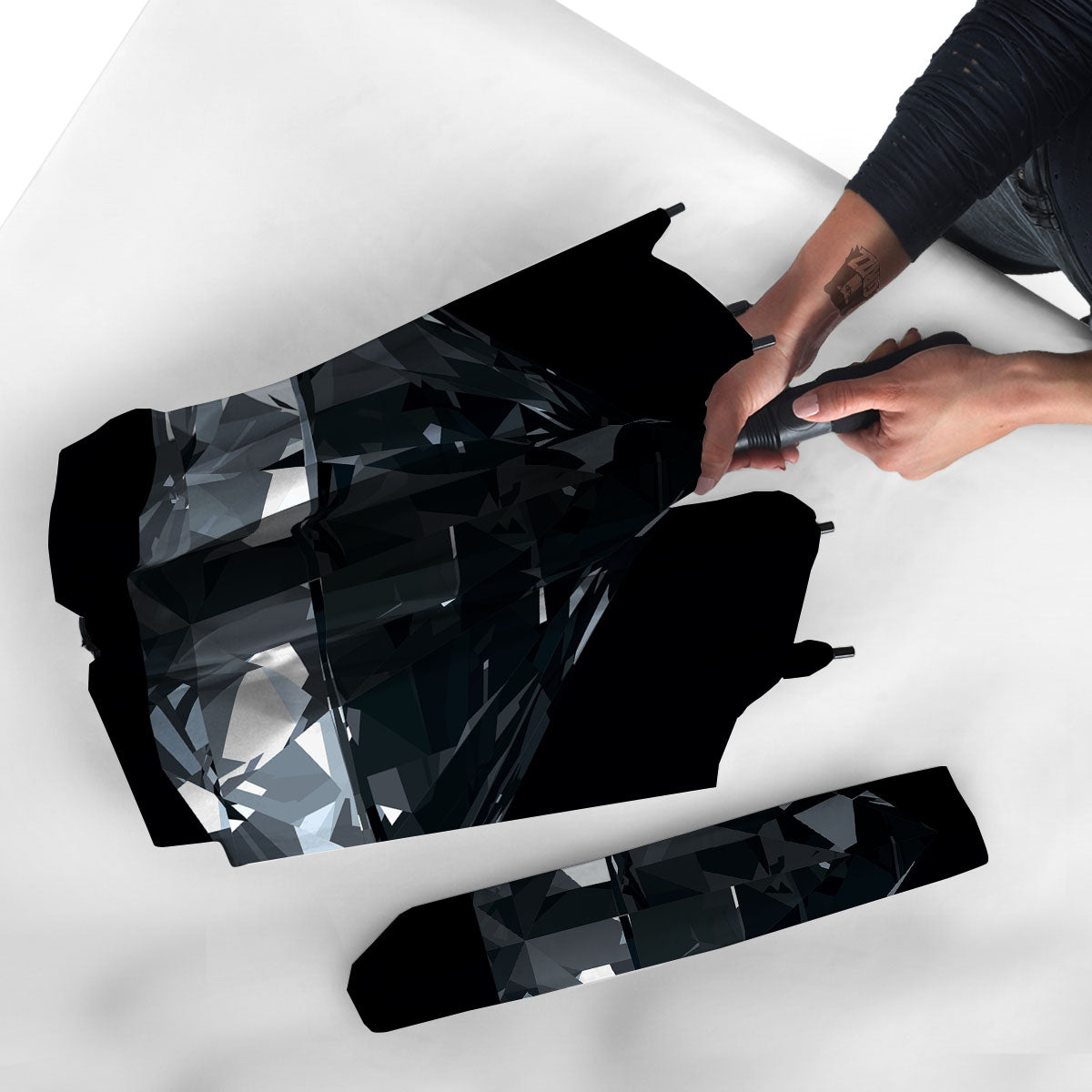 Diamond Black Print Umbrella-grizzshop