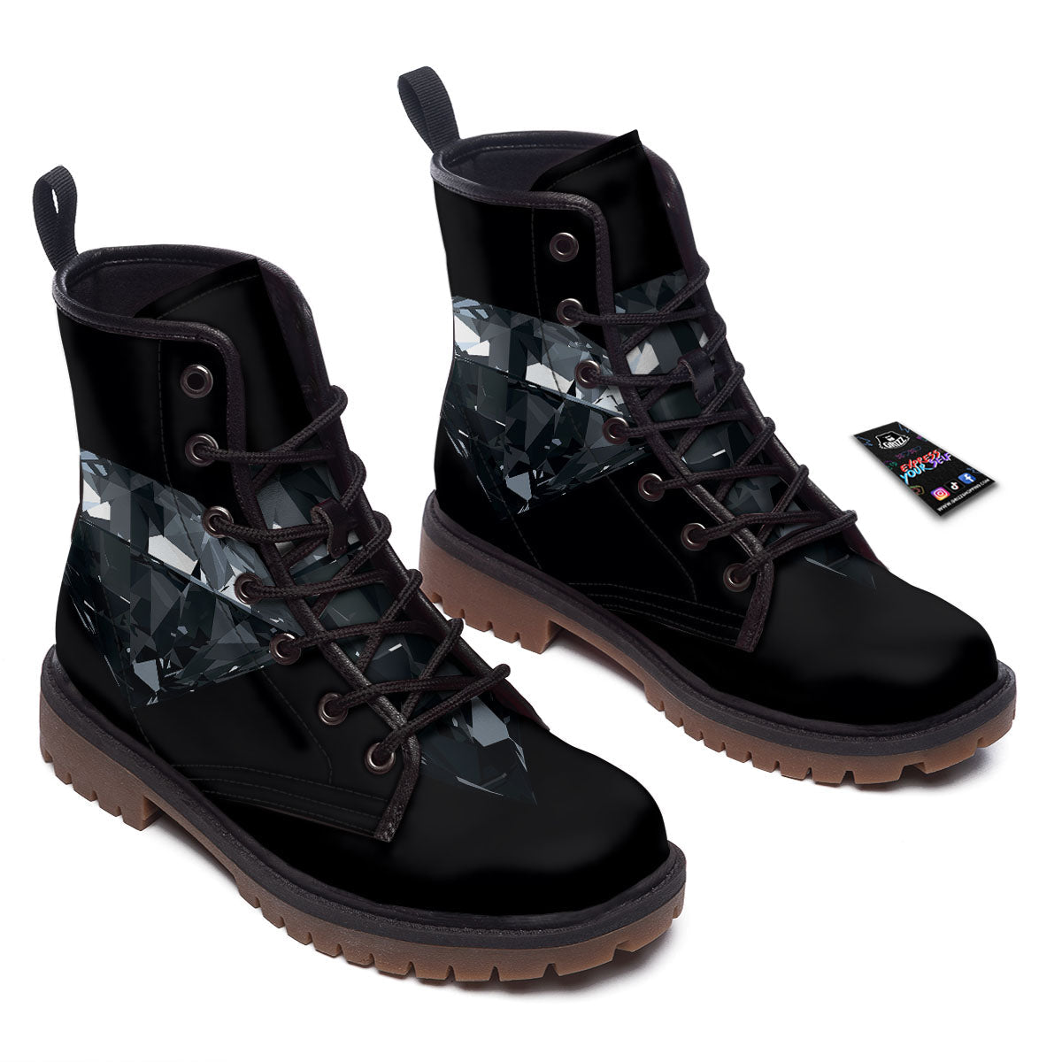 Diamond Black Print Work Boots-grizzshop