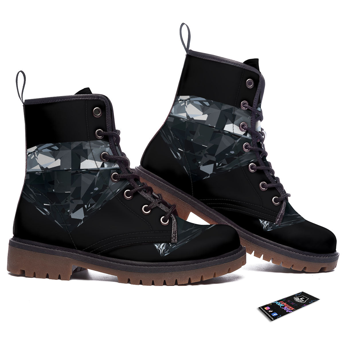 Diamond Black Print Work Boots-grizzshop