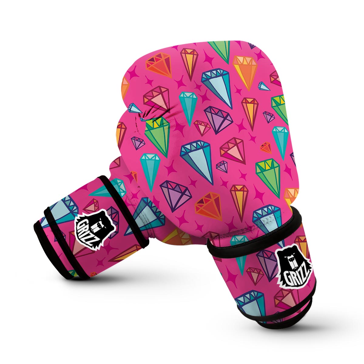 Diamond Colorful Pattern Print Boxing Gloves-grizzshop